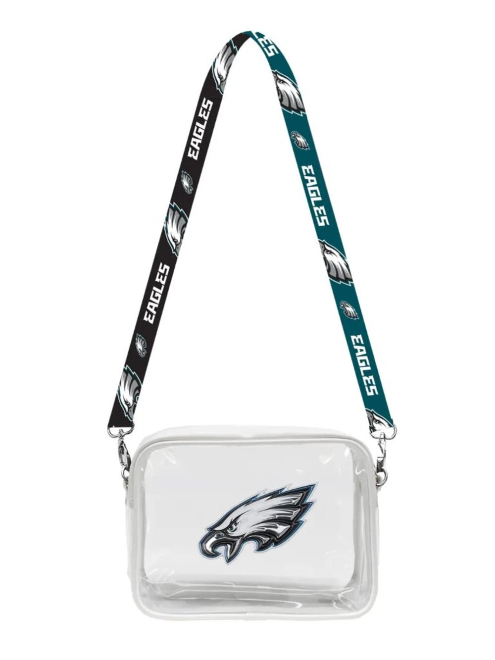 Philadelphia Eagles Clear Crossbody Bag White Trim Team Logo Strap